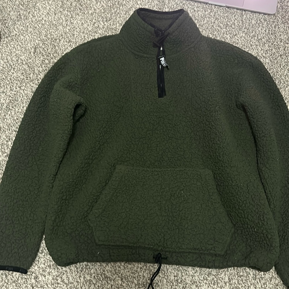 dark green sherpa from pink